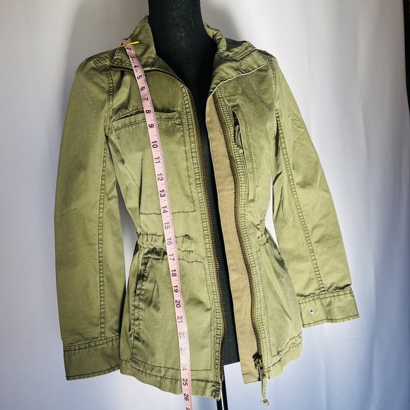 Madewell Jacket Womens Size 4 Olive Green Utility  Zip Front Cotton Drawstring - Picture 2 of 5